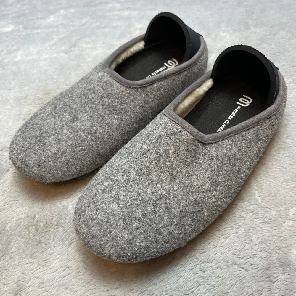 Mahabis Womens Classic Felted Slippers Size EU 35/US 4.5-5 Gray Wool Minimalist